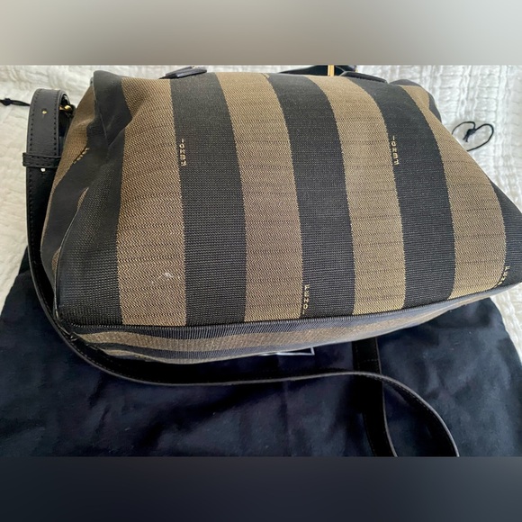 Fendi Bauletto Boston Speedy Pequin Black Golden Brown Crossbody Bag - Picture 4 of 16